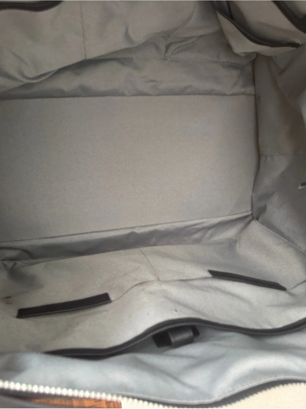 Cole Haan Black Leather Duffel with Silver Zip and Strap Hardware